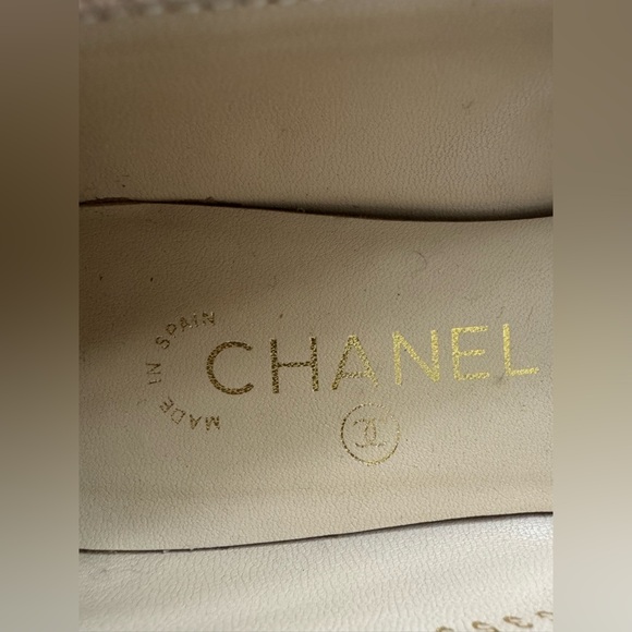 Chanel Lambskin Grosgrain Chain Cap Toe Flats 37 - Picture 7 of 12